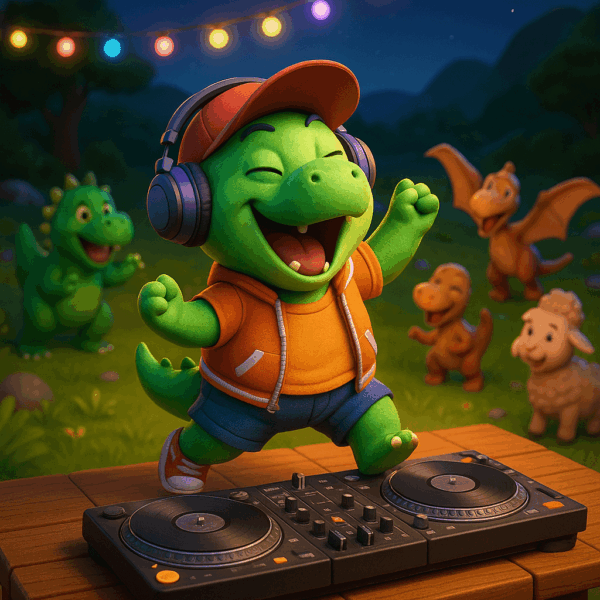 Dino, el dinosaurio DJ